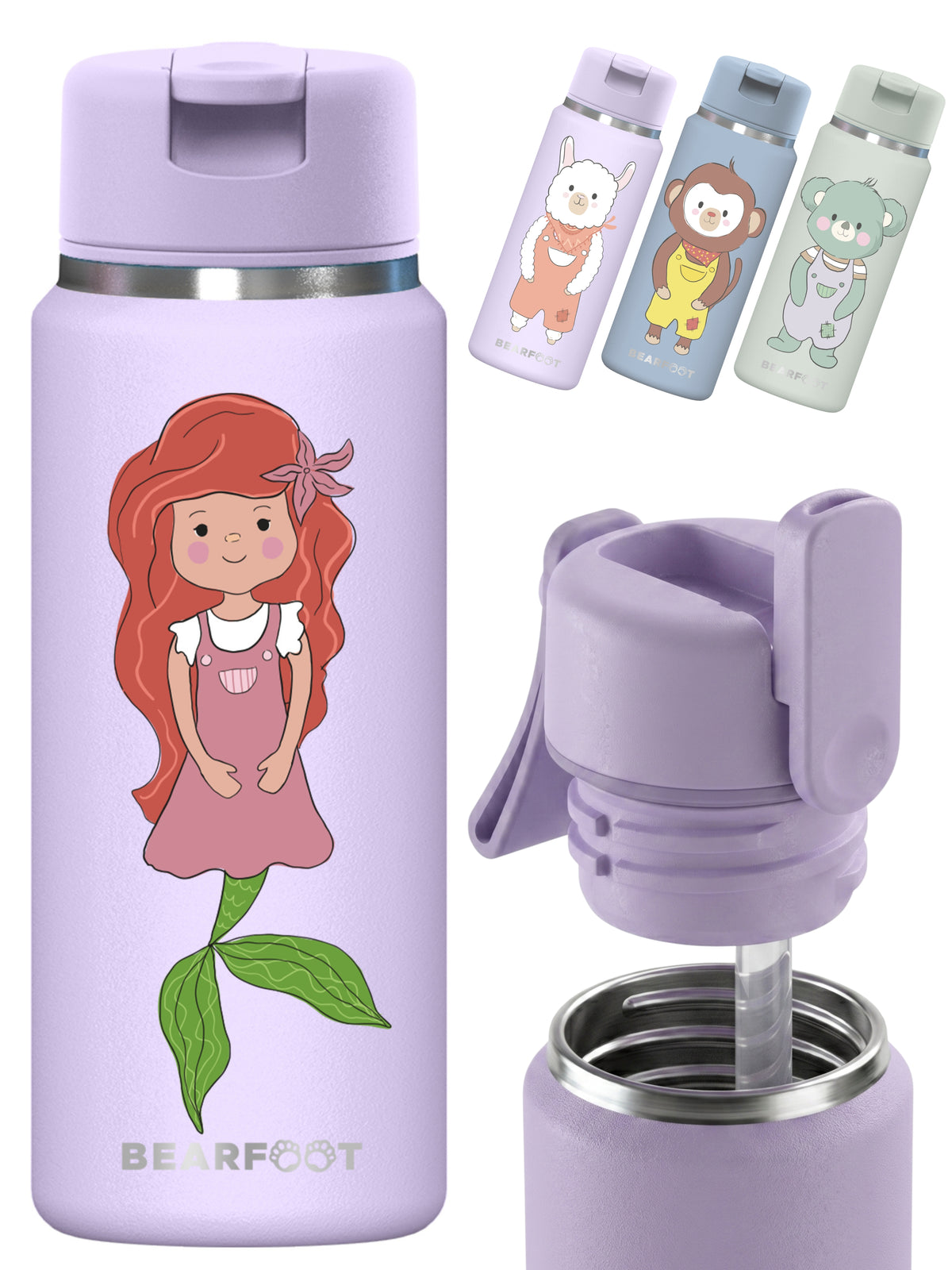 Bearfoot | Drikkeflaske i Rustfritt Stål, Isolert, TINY 200 ml | Lilla, Havfrue