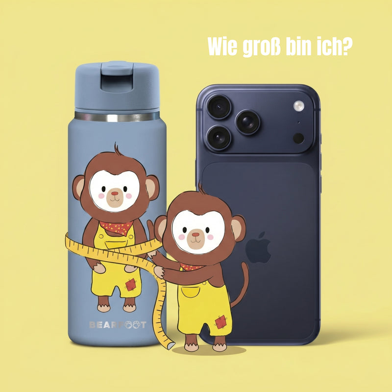 Bearfoot | Drikkeflaske i Rustfritt Stål, Isolert, TINY 200 ml | Blå, Apekatt