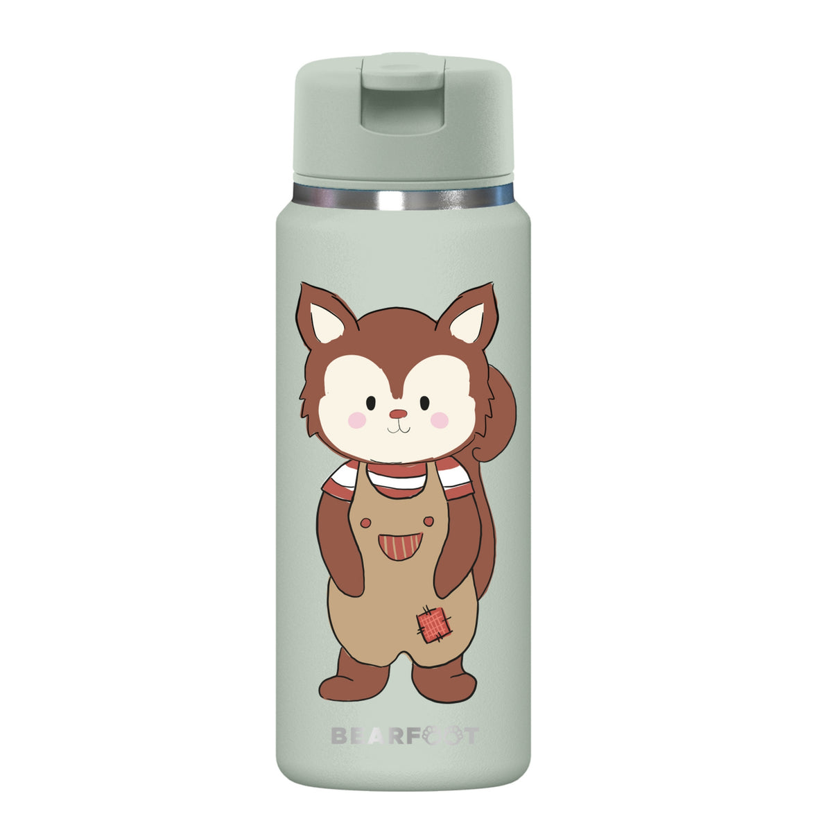 Bearfoot | Drikkeflaske i Rustfritt Stål, Isolert, TINY 200 ml | Grønn, Ekorn