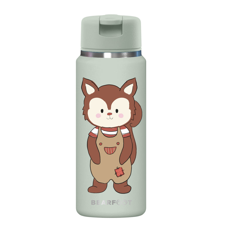Bearfoot | Drikkeflaske i Rustfritt Stål, Isolert, TINY 200 ml | Grønn, Ekorn