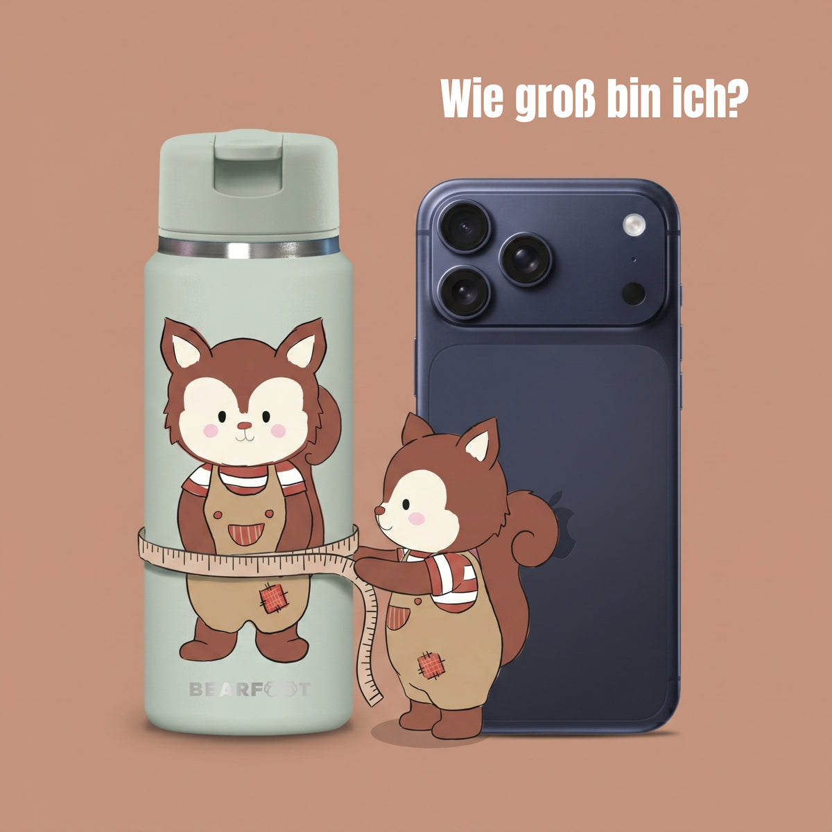 Bearfoot | Drikkeflaske i Rustfritt Stål, Isolert, TINY 200 ml | Grønn, Ekorn