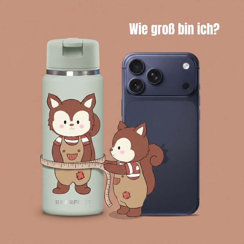 Bearfoot | Drikkeflaske i Rustfritt Stål, Isolert, TINY 200 ml | Grønn, Ekorn