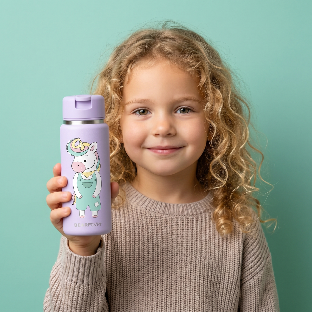 Bearfoot | Drikkeflaske i Rustfritt Stål, Isolert, TINY 200 ml | Lilla, Enhjørning