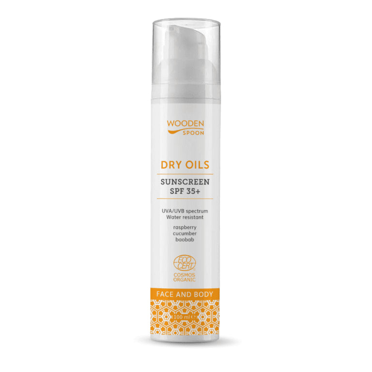 Wooden Spoon | Solkrem SPF 35, 100 ml Pumpeflaske - "Dry Oils" Ansikt & Kropp