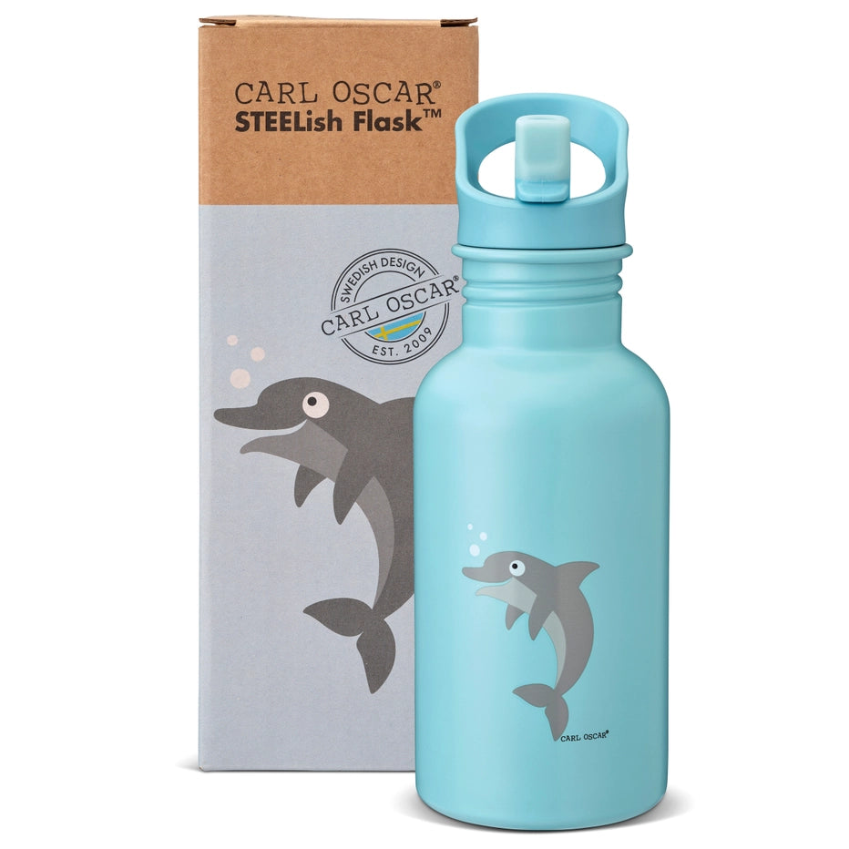 Carl Oscar | STEELish™ Flask 0.5L, Blå Delfin