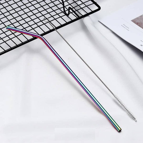 Klassisk Sugerør i Rustfritt Stål, Bøyd | 215x6mm | Rainbow