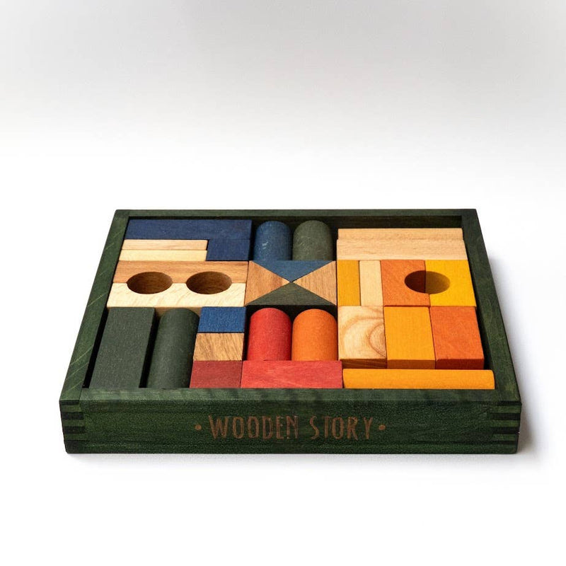 Wooden Story | Treklosser i trebrett – 30 stk (Skogsgrønn)