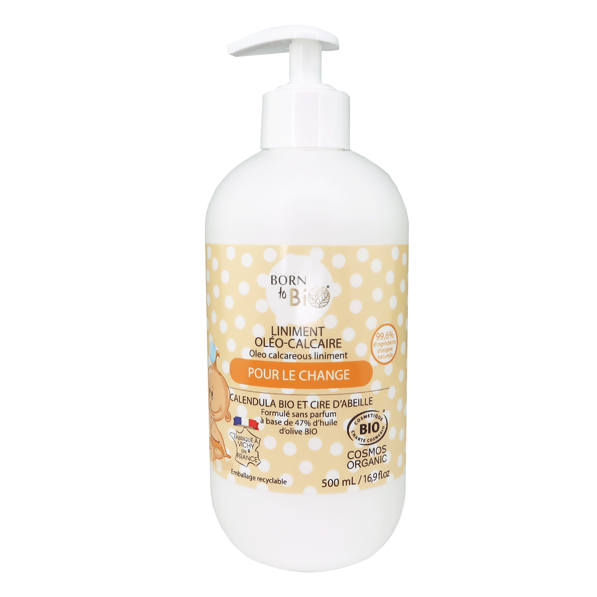 Born to Bio | Bleieskiftvask, Økologisk - Ringblomst, Bivoks og Kalkvann - 47% Olivenolje | 500 ml