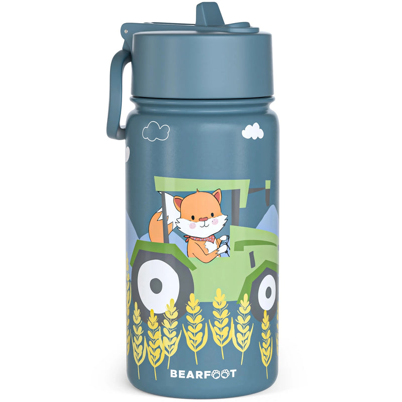 BEARFOOT | Drikkeflaske i Rustfritt Stål, Lokk og Drikketut i PP, 400ml | Traktor