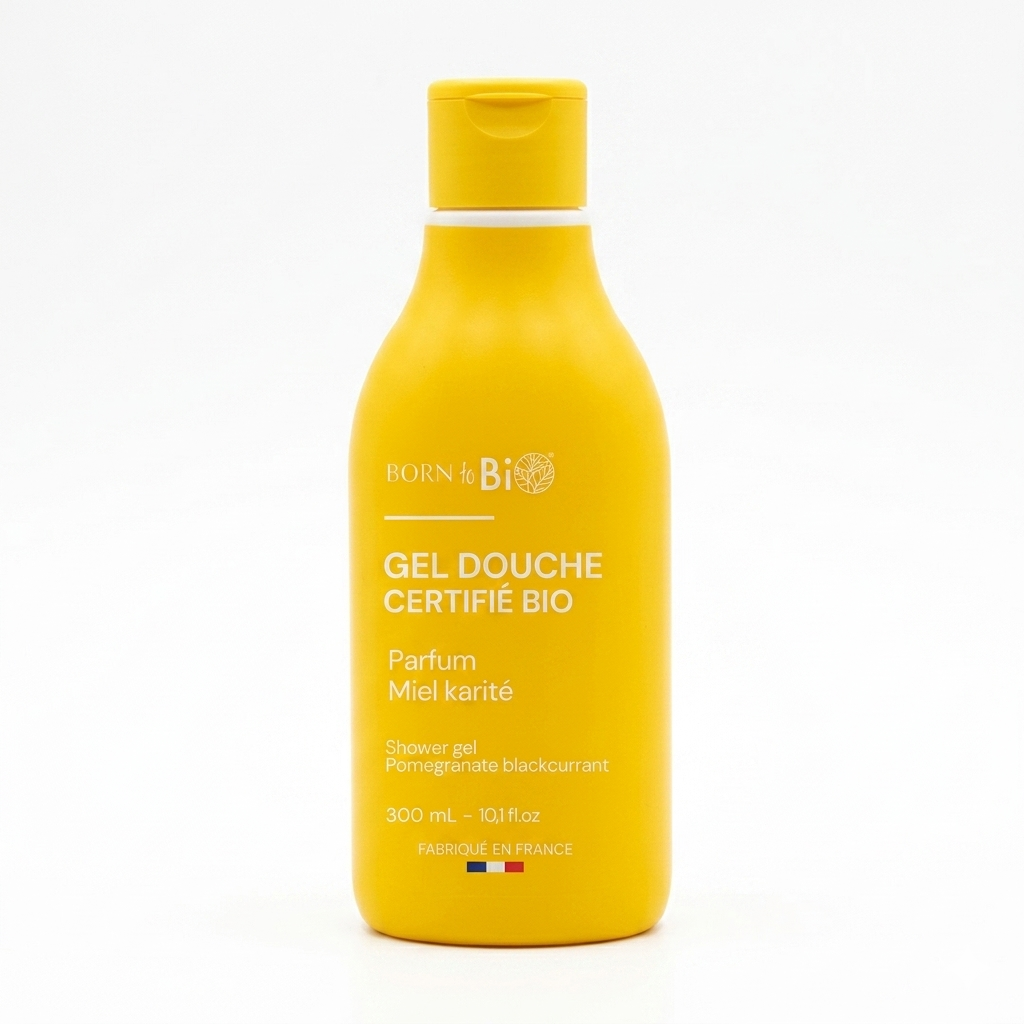 Born to Bio | Dusjgel, Økologisk med Honning og Shea - Duft av Granateple og Solbær - 300 ml