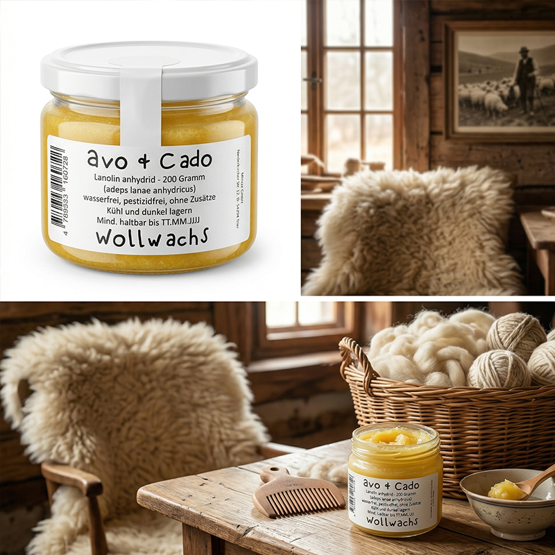 avo+cado | Lanolin 100% / Wool Wax for Impregnering av Ull, 200g