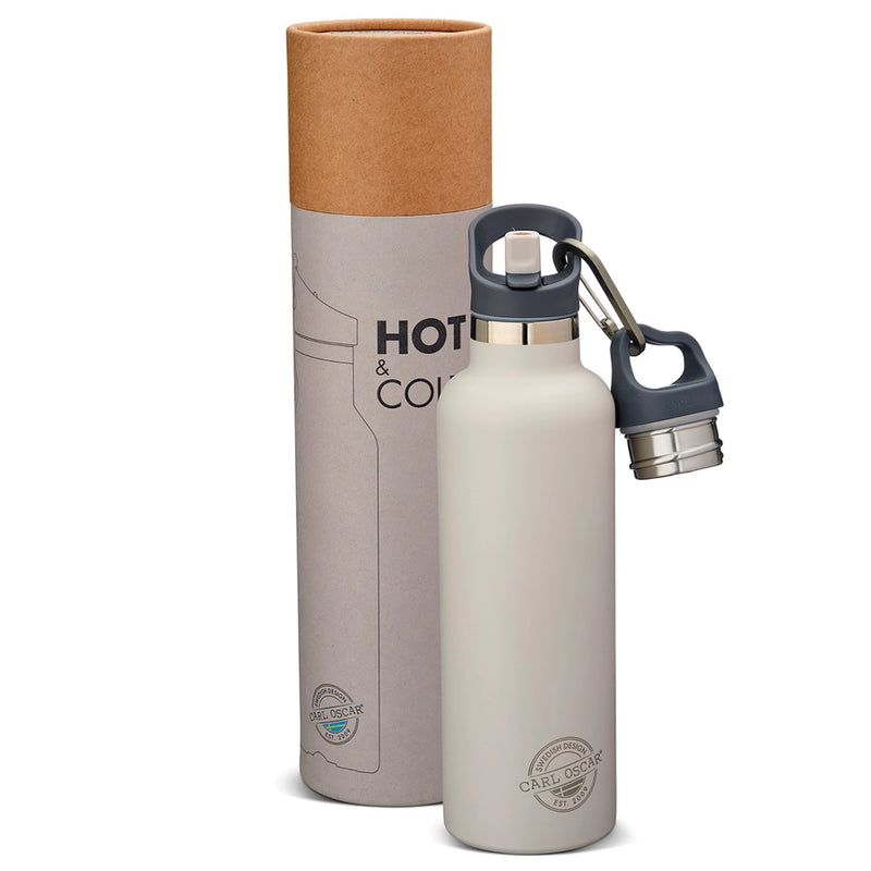 Carl Oscar | TEMPflask, 0.7L, 100% Lekkasjesikker Drikkeflaske i Rustfritt Stål, Grå
