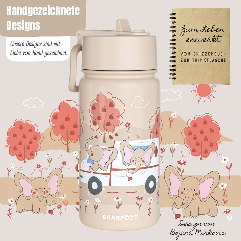 BEARFOOT | Drikkeflaske i Rustfritt Stål, Lokk og Drikketut i PP, 400ml | Ambulanse