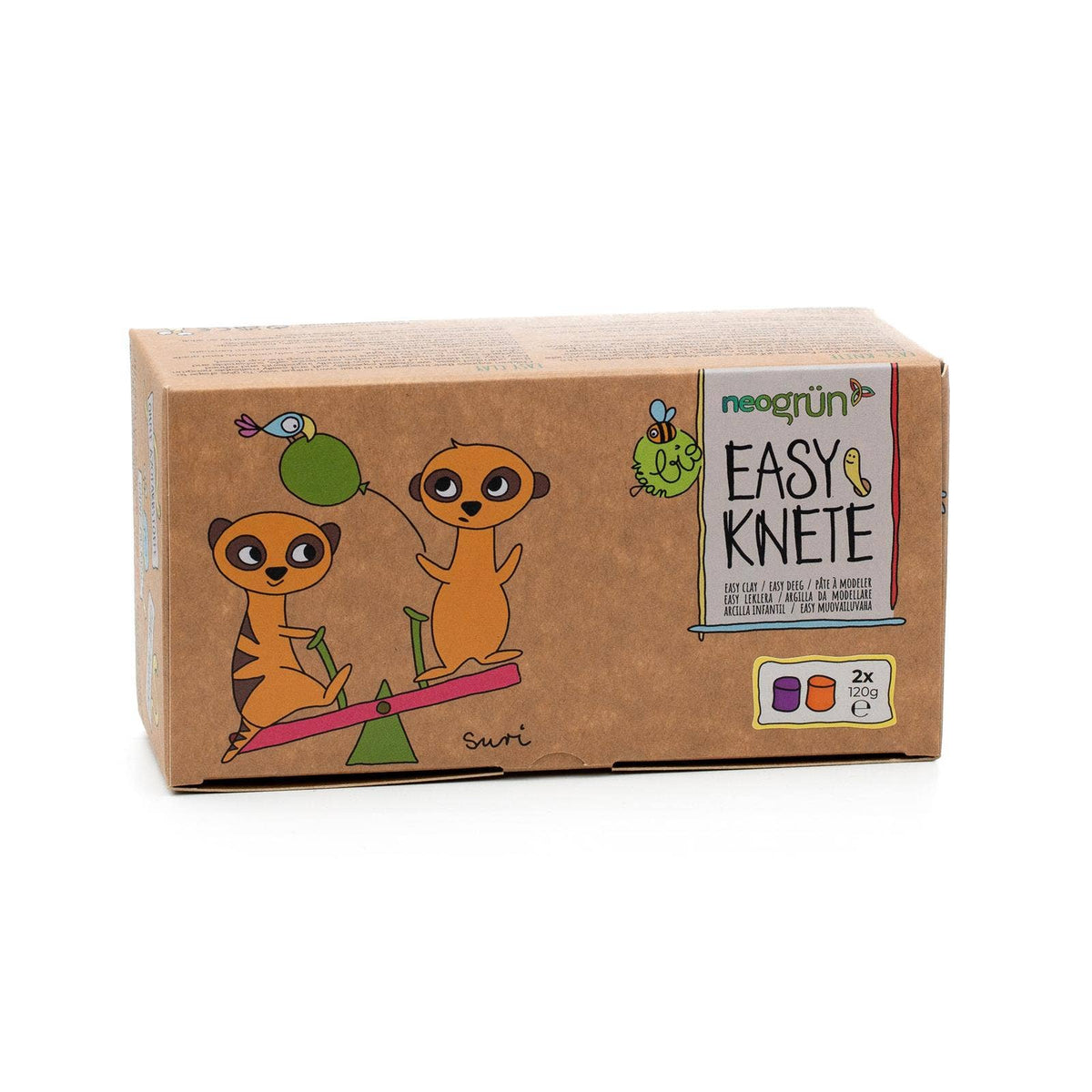 neoGRÜN | Modelleire / Lekedeig, Easy Dough, Økologisk / Vegansk, Sett "Suri" | Oransje/Lilla