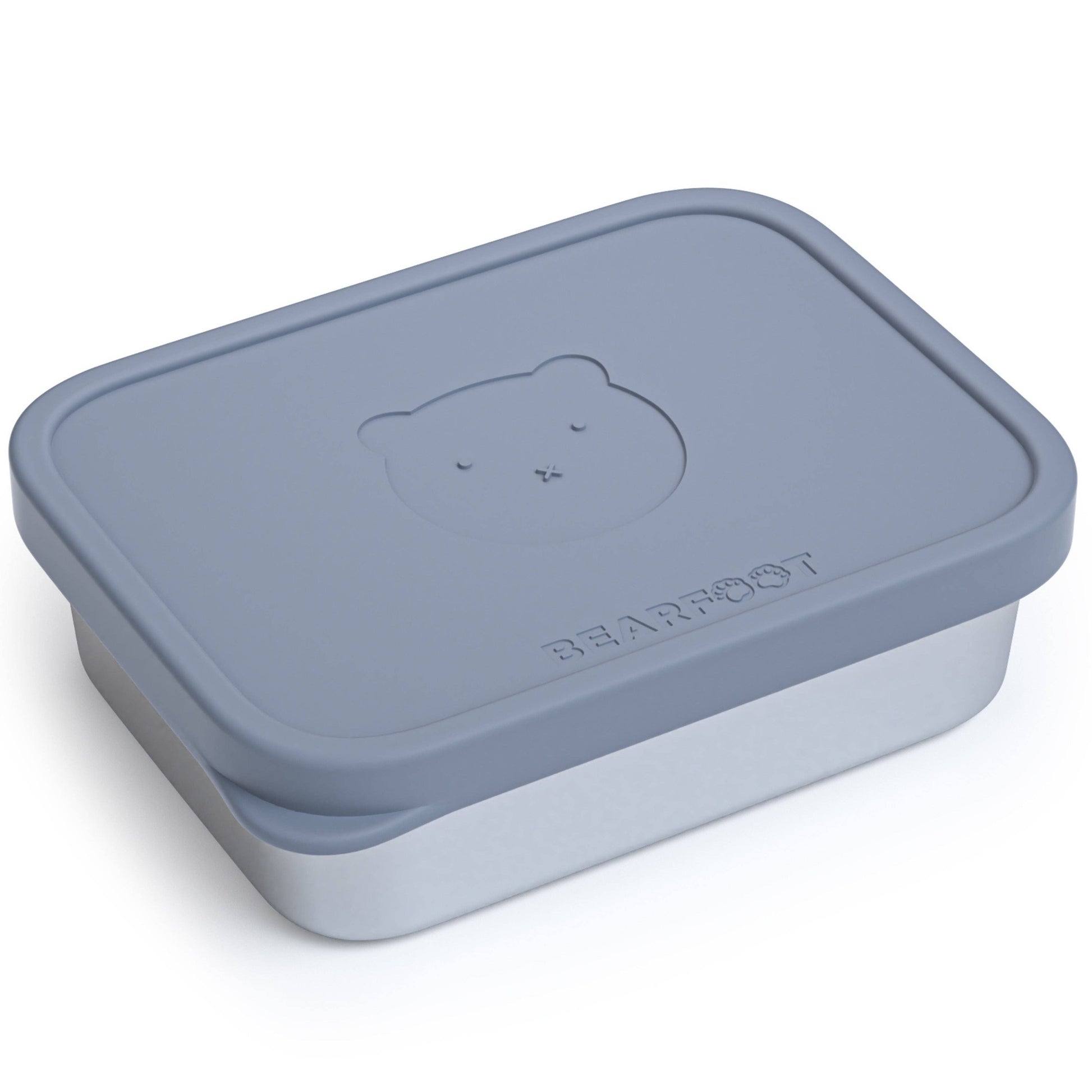 bearfoot | Matboks i rustfritt stål, med lokk og inndeling i silikon (bentoboks) | Blågrå, 1200ml