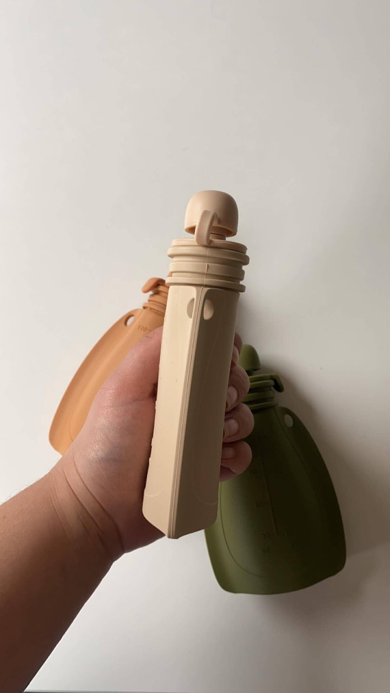 mininor | Klemmepose / Smoothiepose med skje, 120 ml | Soft Rabbit