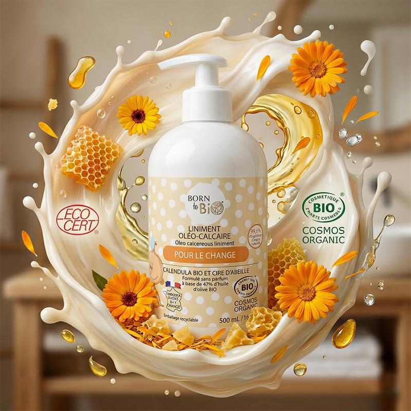 Born to Bio | Bleieskiftvask, Økologisk - Ringblomst, Bivoks og Kalkvann - 47% Olivenolje | 500 ml