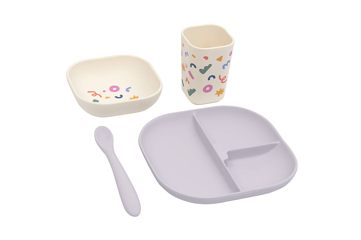 the cotton cloud | Spisesett i 100% Silikon, "Confetti Lilac"
