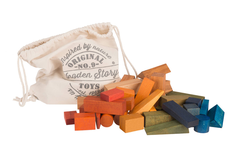 Wooden Story | Regnbueklosser i tre XL – 50 deler