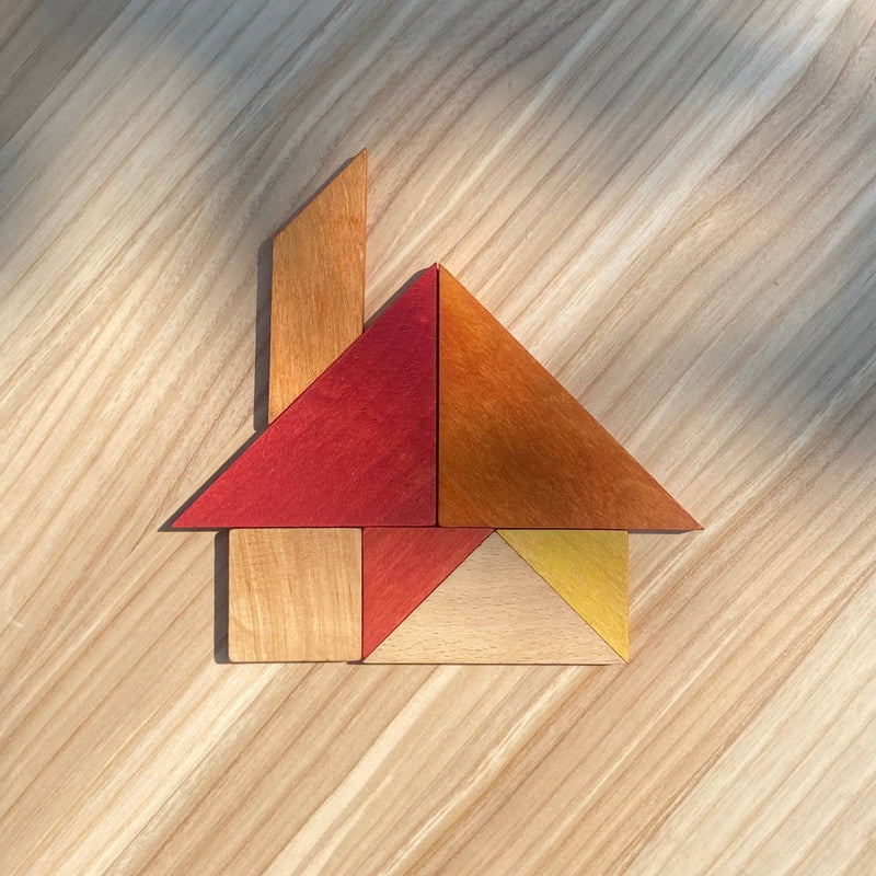 Wooden Story | Tangram i tre – Montessori puslespill (Oransj)