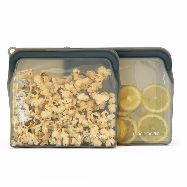moonmoon | Silikonposer til Matoppbevaring, Gjenbrukbare | 2pk/900ml/Grå