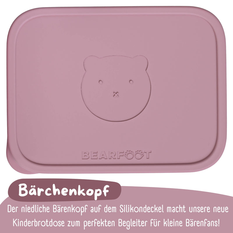 bearfoot | Matboks i Rustfritt Stål og Silikon (Bentoboks) | Rosa, 1200ml