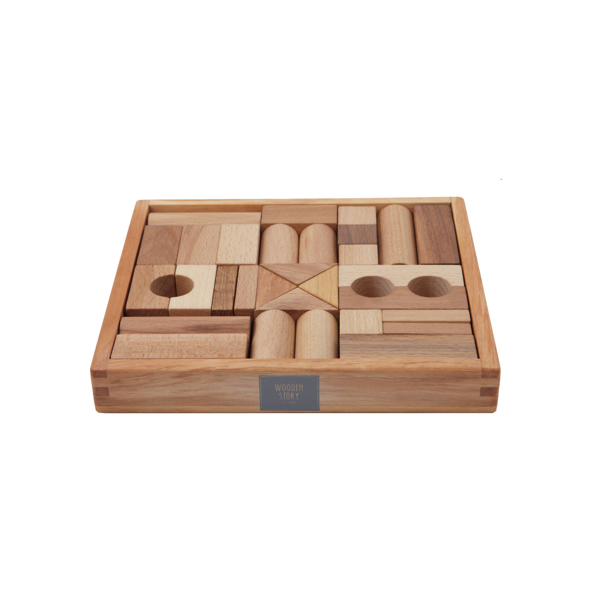 Wooden Story | Treklosser i trebrett – 30 stk (Lyst tre)