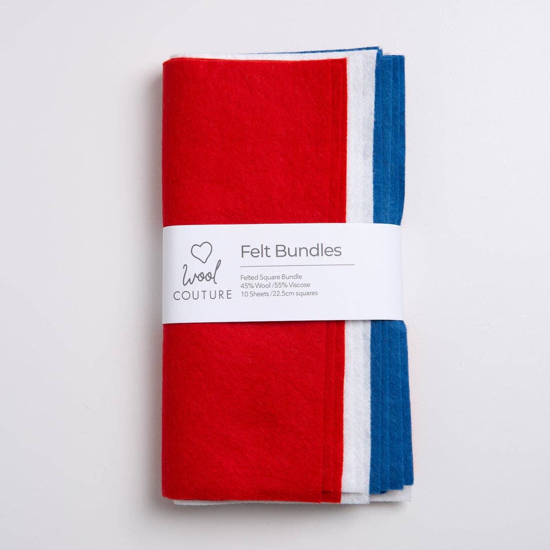 Wool Couture Company | Filt 10-pakning - Rødt, Hvitt og Blått