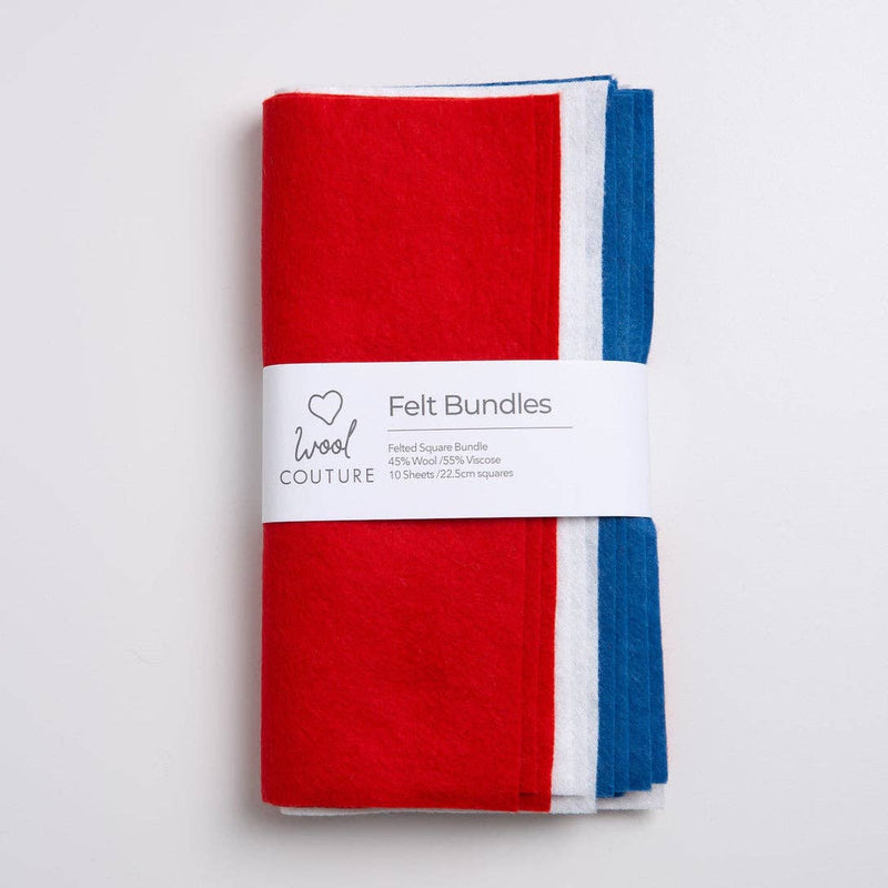 Wool Couture Company | Filt 10-pakning - Rødt, Hvitt og Blått