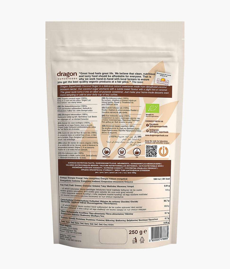 Smart Organic | Kokossukker, Økologisk - Godt til Desserter og Bakst | 250 gram