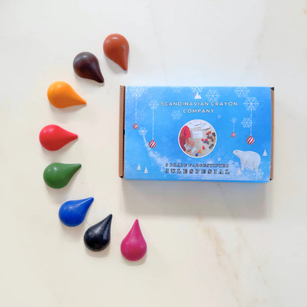 Scandinavian Crayon Company | Fargestifter av Bivoks, Dråpe Jul, 8 stk
