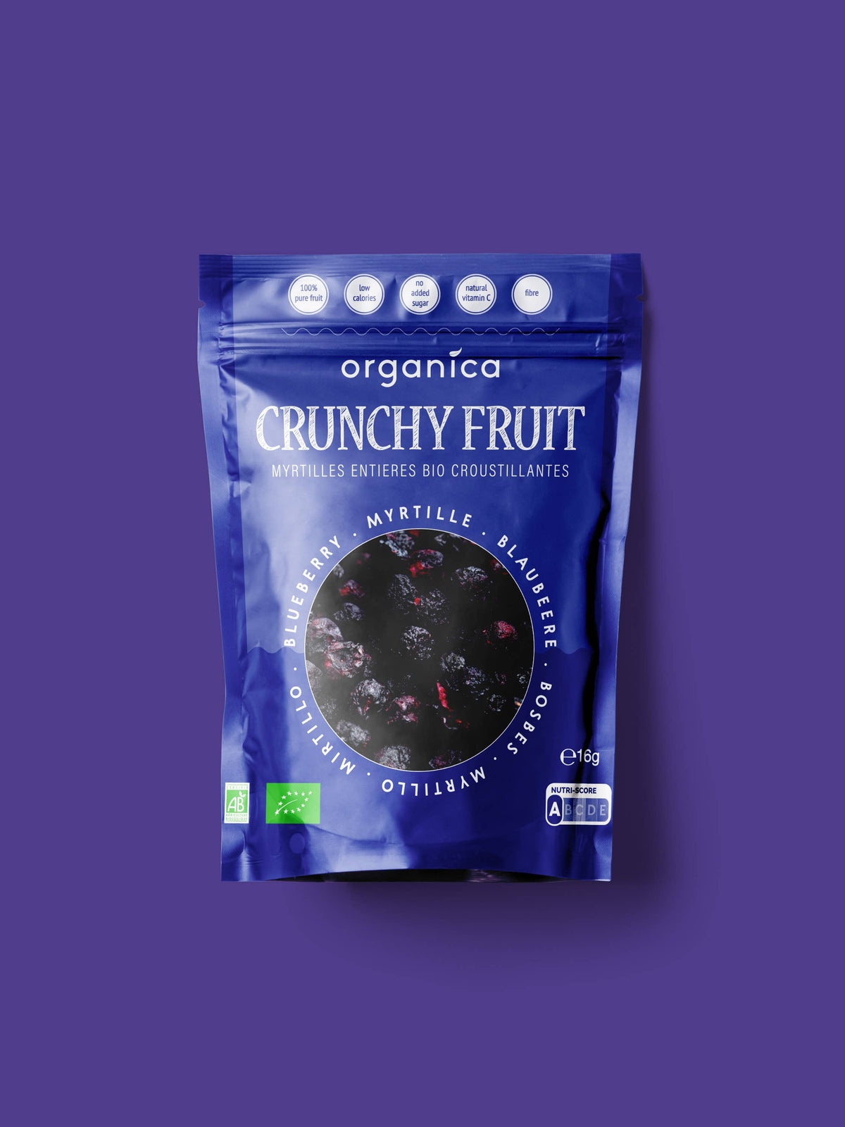 Organica | Økologiske Blåbær, Frysetørret, 100% Ren Frukt | 16g ~ 120g