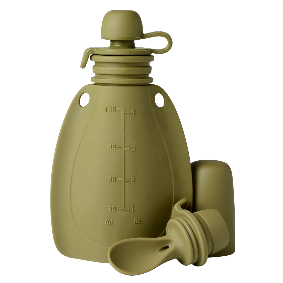 mininor | Klemmepose / Smoothiepose med skje, 120 ml | Moss Green