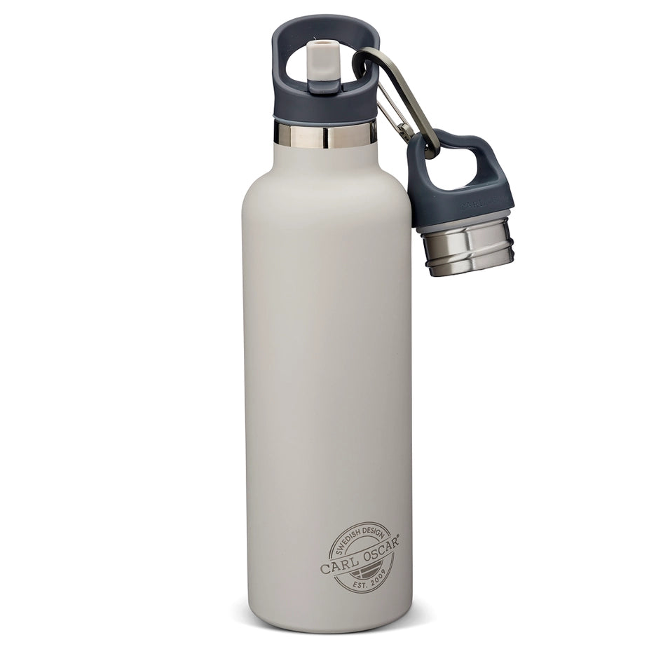 Carl Oscar | TEMPflask, 0.7L, 100% Lekkasjesikker Drikkeflaske i Rustfritt Stål, Grå