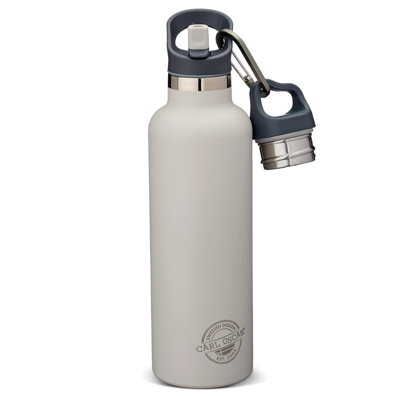 Carl Oscar | TEMPflask, 0.7L, 100% Lekkasjesikker Drikkeflaske i Rustfritt Stål, Grå