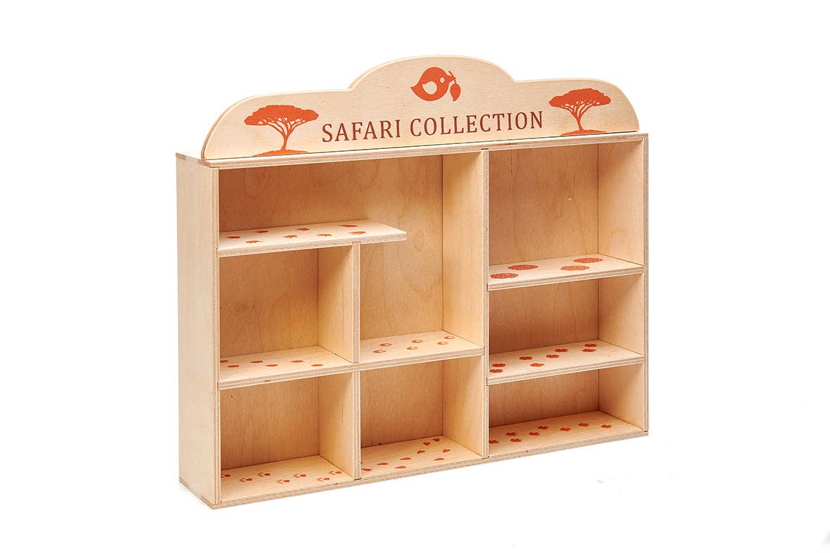 Tender Leaf | Dyrene På Savannen, 8 Dyr med Hylle, "8 Safari Animals & Shelf" - Plastfri