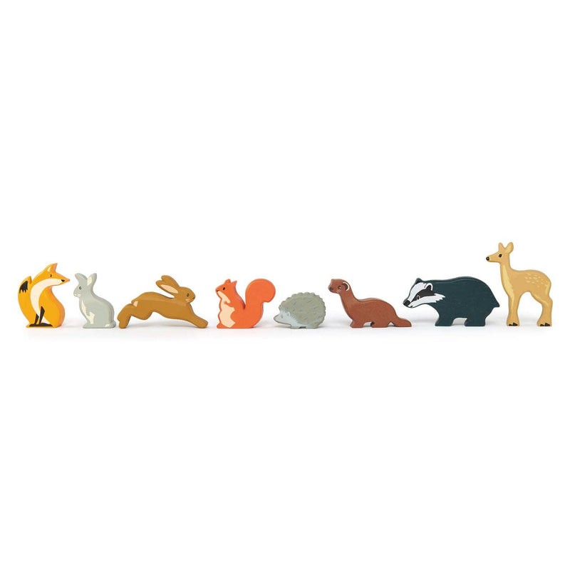 Tender Leaf | Dyrene i Skogen, 8 Dyr med Hylle, "8 Woodland Animals & Shelf" - Plastfri