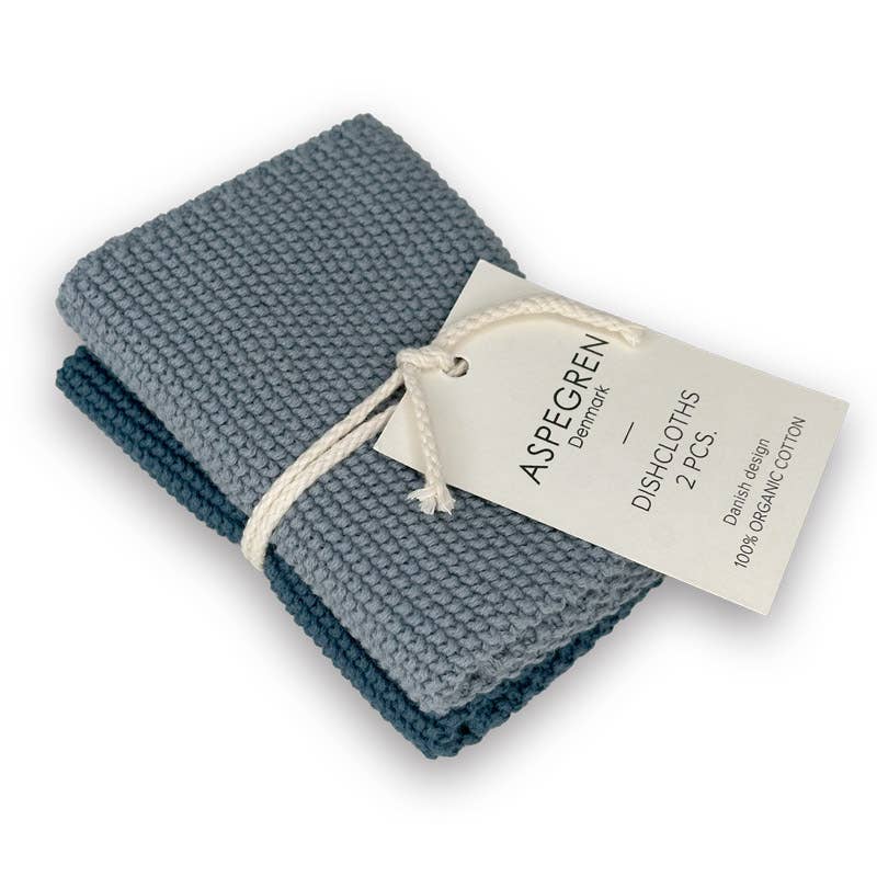 Aspegren | Økologiske Kjøkkenkluter 2 pk, Blå -  25 x 25 cm