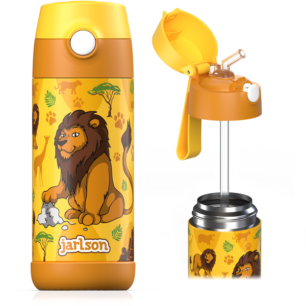 Jarlson | Drikkeflaske for Barn, Charli - Plastfri i Matkontakt, 350ml | "Lion"