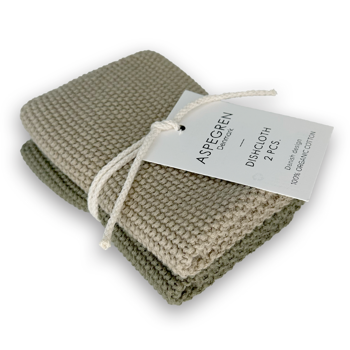 Aspegren | Økologiske Kjøkkenkluter 2 pk, Olive - 25 x 25 cm
