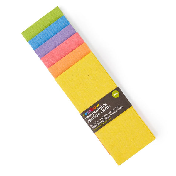 Komposterbare Svampekluter, Regnbue, 6pk | 100% Plastfrie | 20×18cm