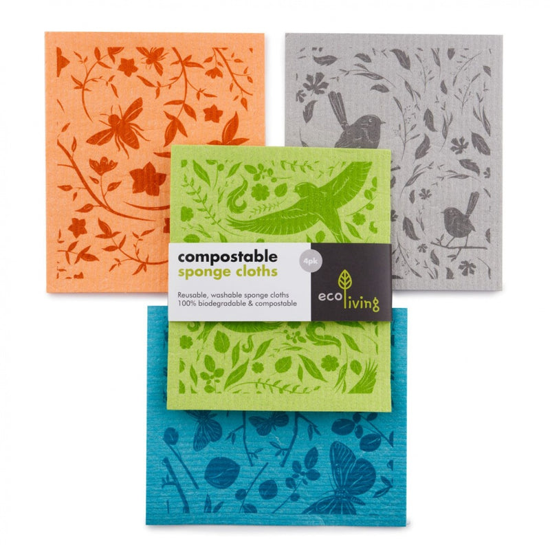 Komposterbare Svampekluter, Botanisk Hage, 4pk | 100% Plastfrie | 20×18cm
