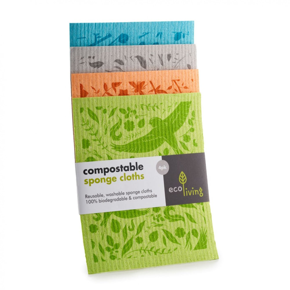 Komposterbare Svampekluter, Botanisk Hage, 4pk | 100% Plastfrie | 20×18cm