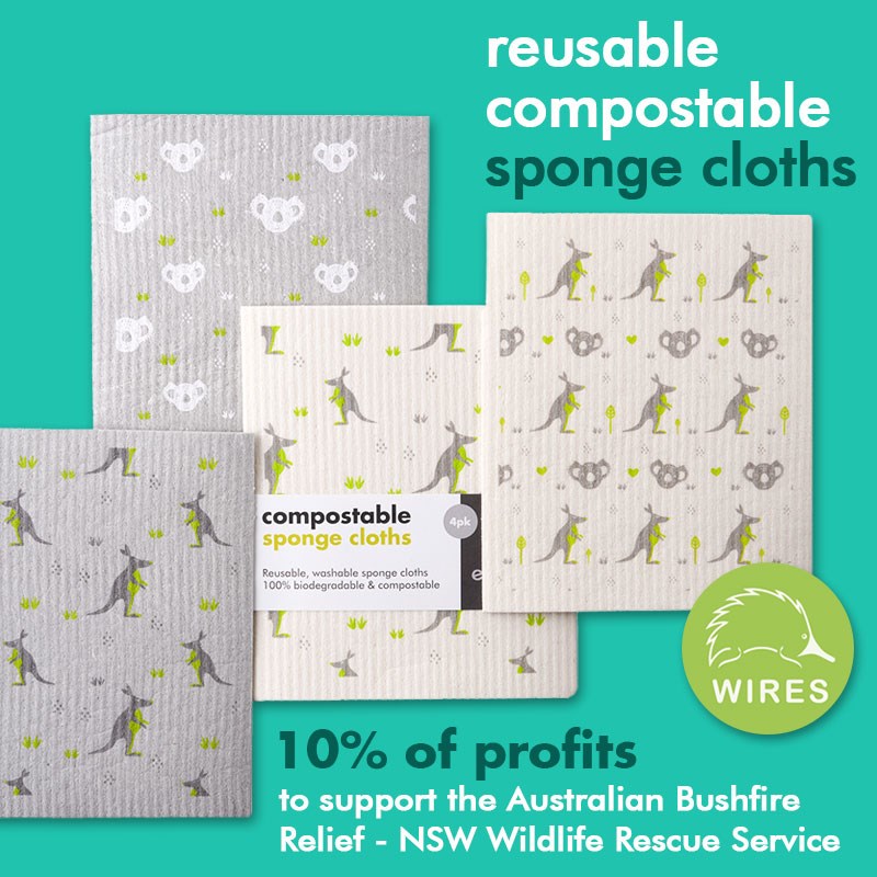 Komposterbare Svampekluter, Kenguru/Koala, 4pk | 100% Plastfrie | 20×18cm