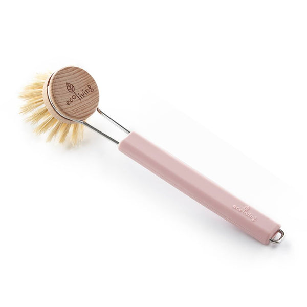 ecoLiving | Oppvaskbørste med utskiftbart børstehode, 100% plastfritt | Rosa