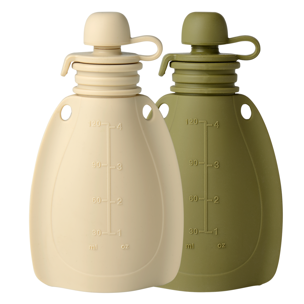 mininor | Klemmepose / Smoothiepose, 2 PK, 120 ml | Soft Rabbit/Moss Green