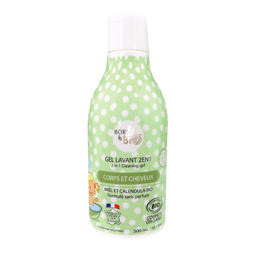 Born to Bio | Shampo- og Kroppsvask 2-i-1, Økologisk Vaskegel for Baby og Barn - Ringblomst | 300 ml