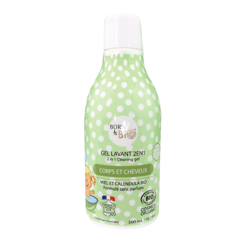 Born to Bio | Shampo- og Kroppsvask 2-i-1, Økologisk Vaskegel for Baby og Barn - Ringblomst | 300 ml