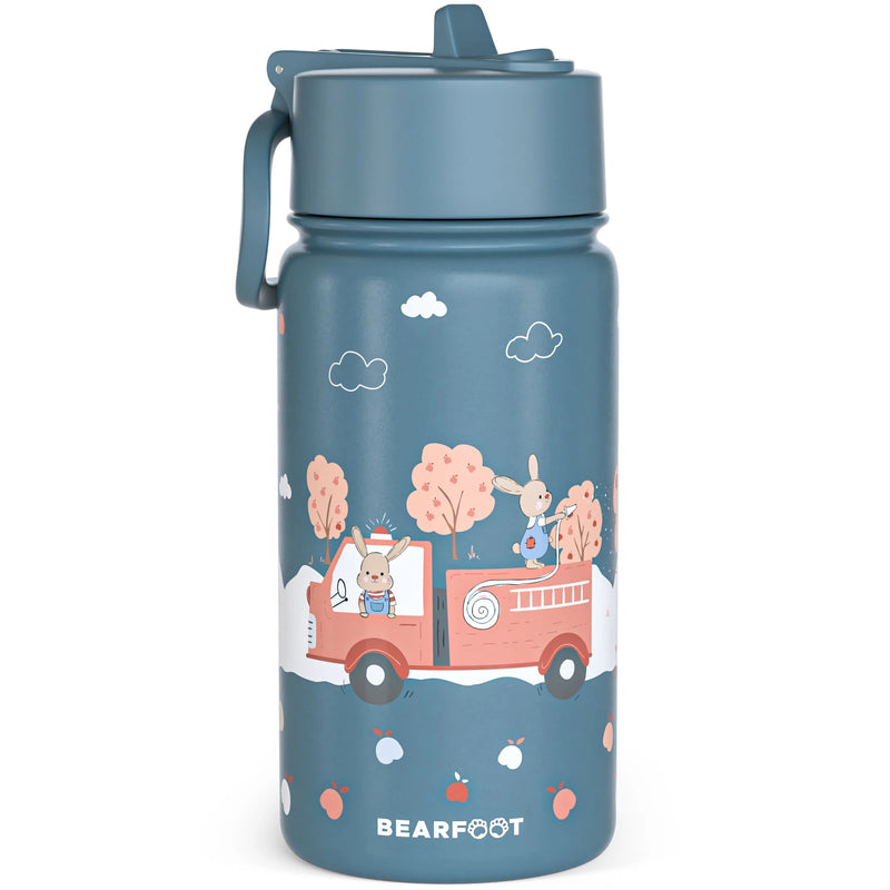 BEARFOOT | Drikkeflaske i Rustfritt Stål, Lokk og Drikketut i PP, 400ml | Brannbil