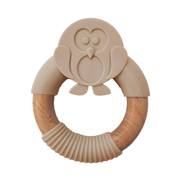 Summerville Organic | Biteleke i silikon og tre - Ugle (Taupe)